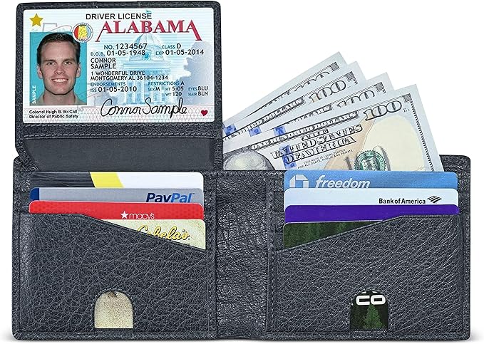 BULL GUARD Buffalo Leather Wallets for Men with RFID Blocking, Flip UP ID Window, Bifold Durable Quality Design