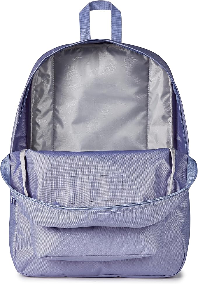 JanSport SuperBreak One Backpack - Durable, Lightweight Bag with 1 Main Compartment, Front Utility Pocket with Built-in Organizer, Premium Backpack, Lavender Ash