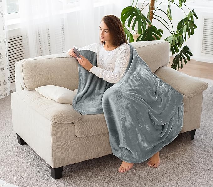 Utopia Bedding Fleece Blanket Throw Size Ash Grey 300GSM Luxury Anti-Static Fuzzy Soft Microfiber Blanket for Couch, Sofa and Bed (50x60 Inch)
