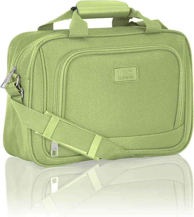 U.S. Traveler Rio Lightweight Softside Rolling Carry-on Suitcase, 4-Wheel Set, Light Green