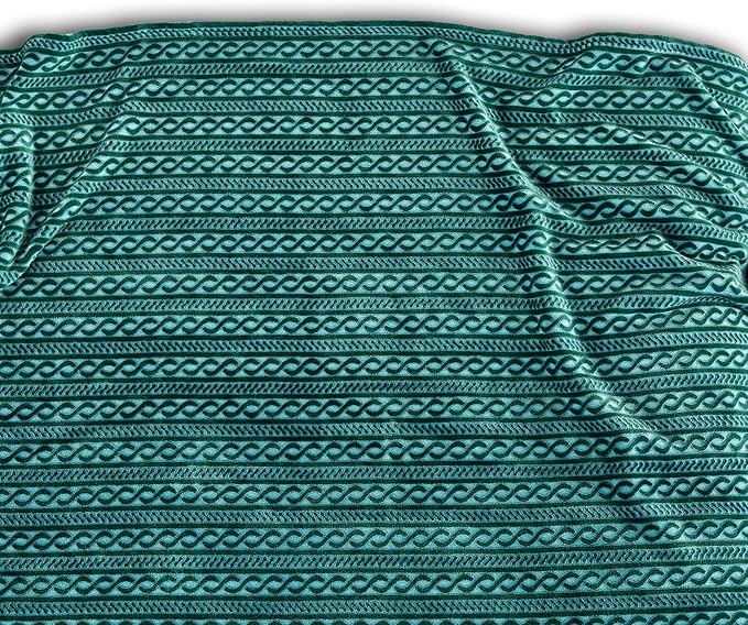 Extra Large Soft Cozy 120x120 Inches Seamless Oversized King Fleece Blanket - Huge 3D Jacquard Decorative 10'x10' California King Blanket for Bed, Sofa, Couch, Travel, Green Chain
