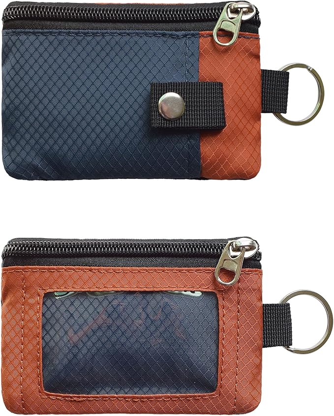 CHENSPRX Minimalist RFID Blocking Small Wallet with ID Window,WaterResistant Zip Id Case Wallet with Lanyard Keychain for Cards,Cash,Travel,Women,Men