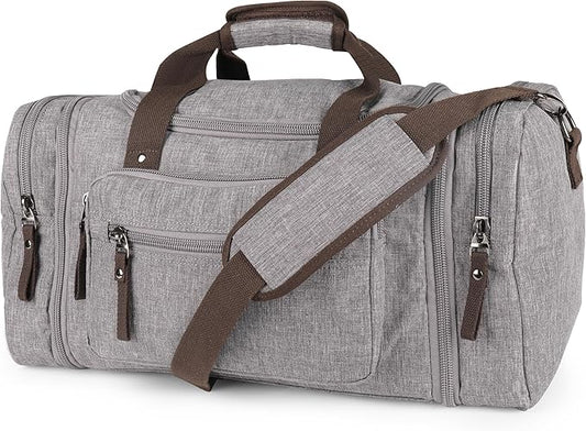 Duffle Bag for Travel 20–23” Expandable (40L) – Lightweight Water-Resistant Carry On Weekender with Multiple Pockets & Shoulder Strap – Airline Approved Travel Duffel Bags for Men & Women - GRAY
