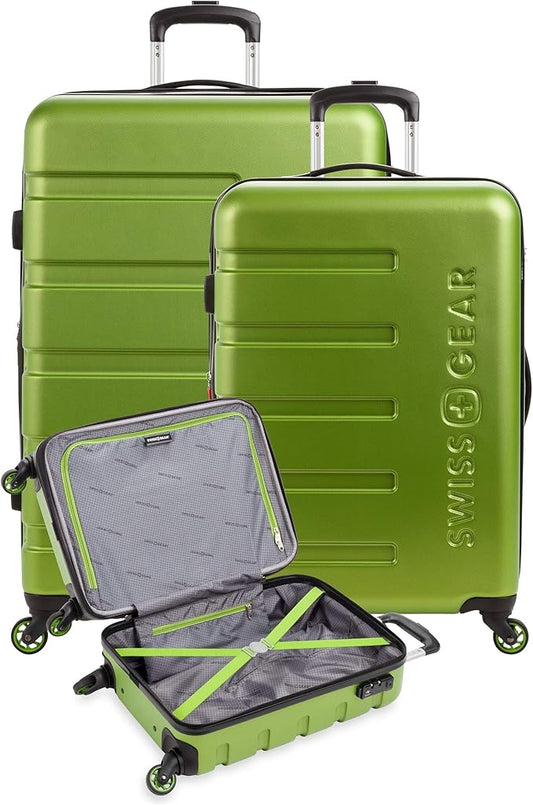 SwissGear 7366 Signature Hardside Expandable Luggage with Spinner Wheels, TSA Lock, Cup-Holder, Green, 3-Piece Set (19/23/27)