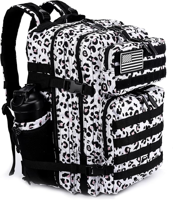LHI Military Tactical Backpack for Men and Women 45L Army 3 Days Assault Pack Bag Large Rucksack with Molle System - Leopard