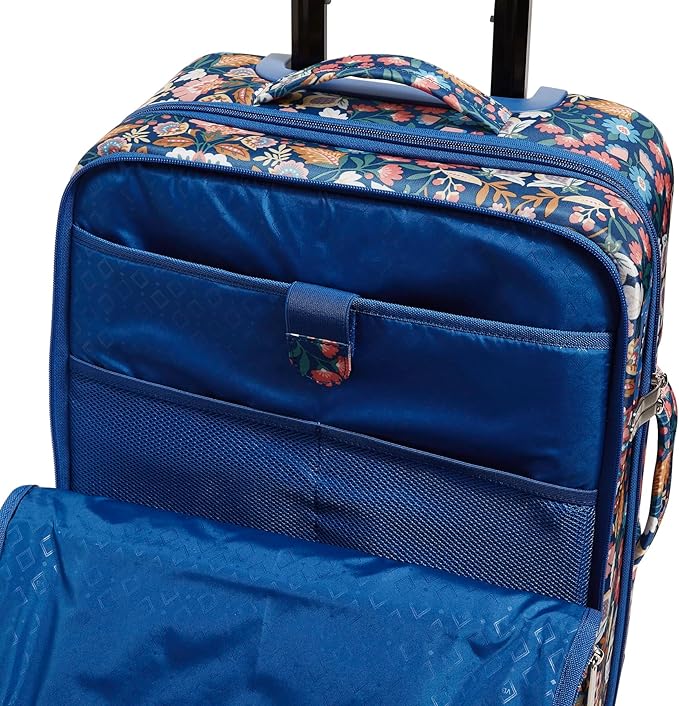 Vera Bradley Women's Softside Rolling Suitcase Luggage, Enchanted Mandala Blue, 22" Carry On & 27" Check In