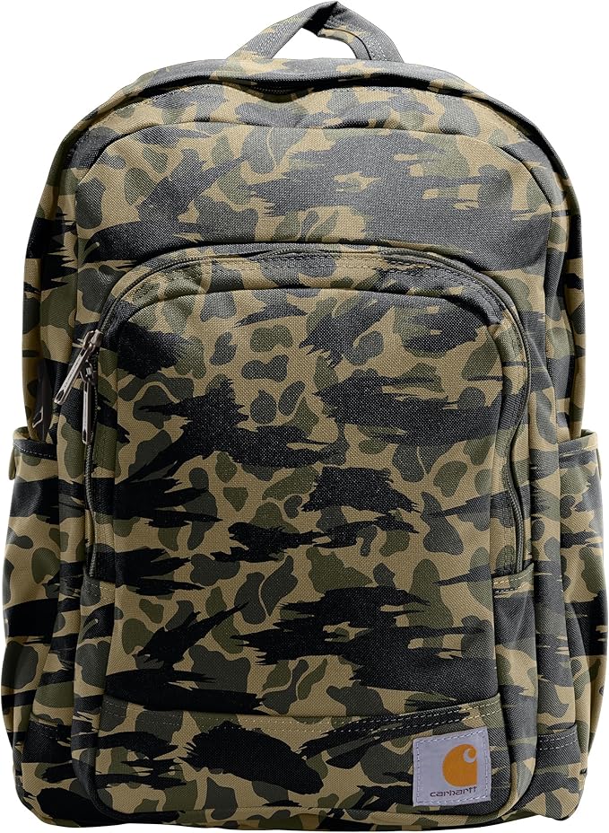 Carhartt 25L Classic Laptop Backpack, Durable Water-Resistant Pack W/ 15" Laptop Sleeve and Multiple Organizational Compartments, Contains PFAS, Blind Duck Camo