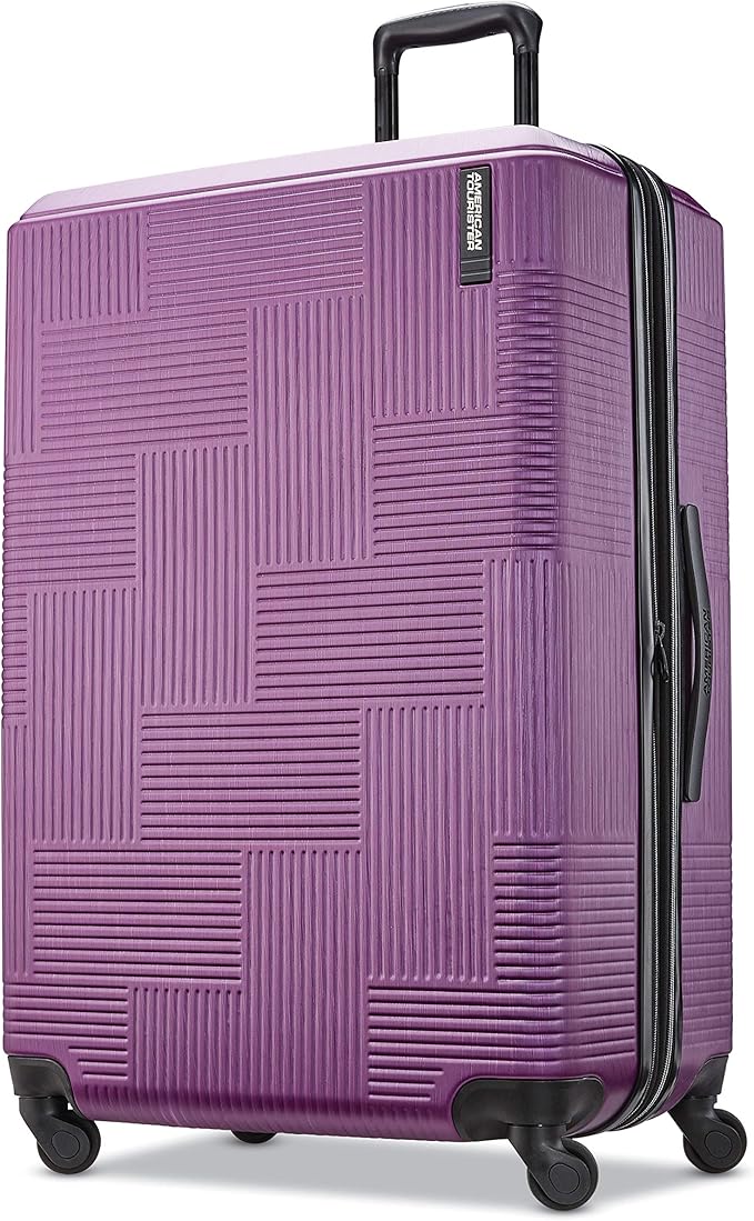 American Tourister Stratum XLT Expandable Hardside Luggage with Spinner Wheels, Power Plum, Checked-Large 28-Inch