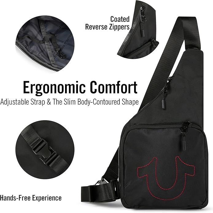 True Religion Cross Body Bag for Woman and Men - Anti Theft Shoulder Sling Bag, Zipper Phone Pocket and Key Leash