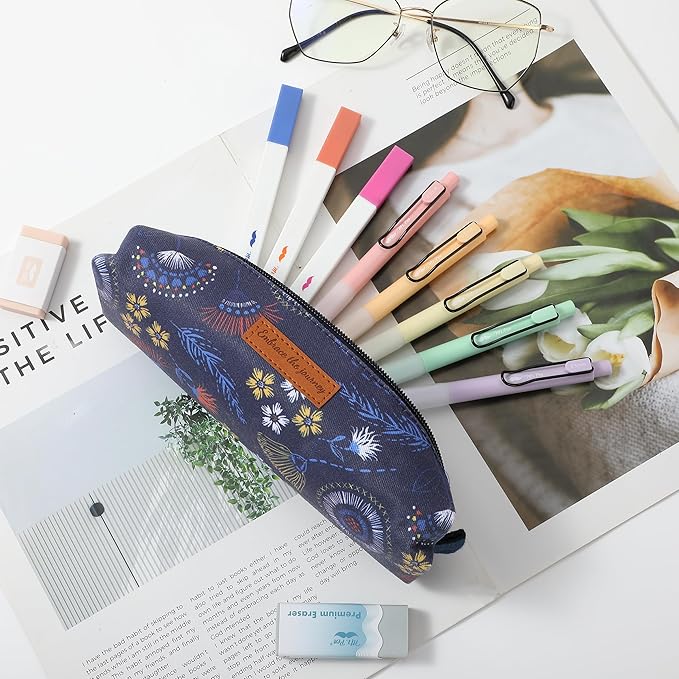 Mr. Pen- Cute Pencil Case Pouch, Navy Blue Color, Multipurpose Canvas Bible Pencil Pouch