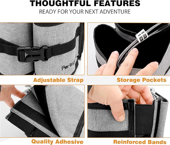 Perilogics Luggage Travel Cup Holder Attachment for Suitcase Drink, Coffee Mug, Bottle Caddy. Traveler Carry on Hands Free Accessory. Ideal for Frequent Travelers or Flight Attendants Gift.