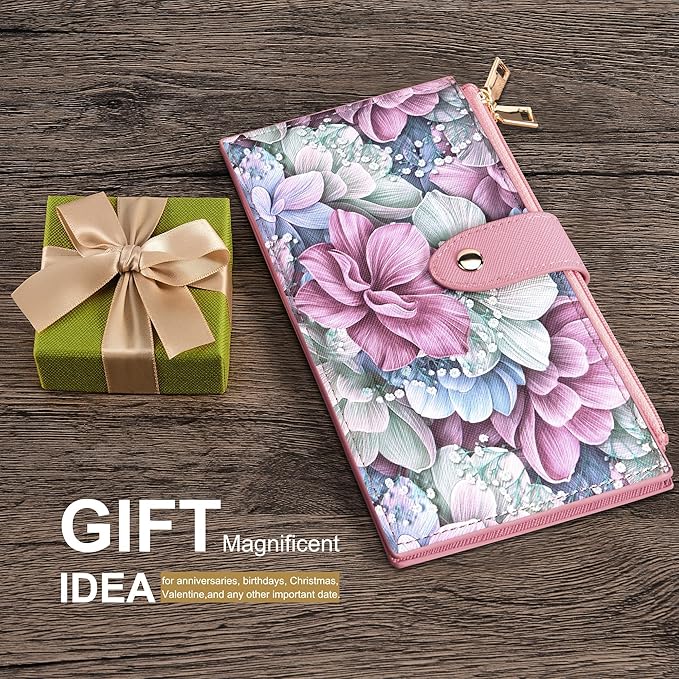 Travelambo RFID Wallet Women Large Size Bifold Multi Card Wallet Case with Zipper Pocke Credit Card Holder for Women