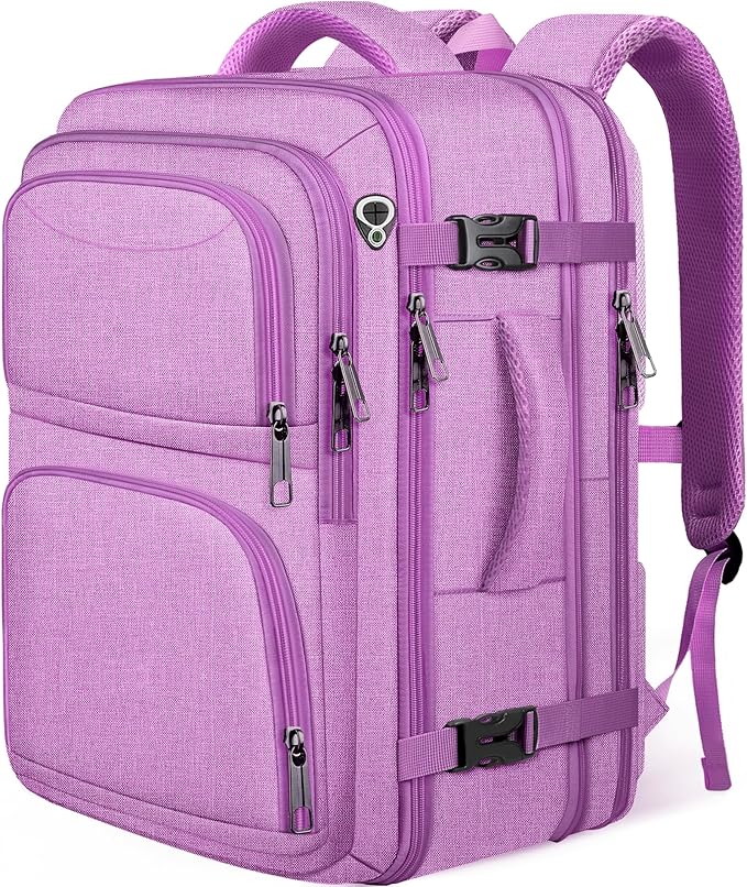 Travel Backpack for Women, Expanable Carry on Backpack, TSA 17.3 inch Laptop Bag Flight Approved, Lightweight Waterproof Business Luggage Bag, Travel Gifts for Women, Purple