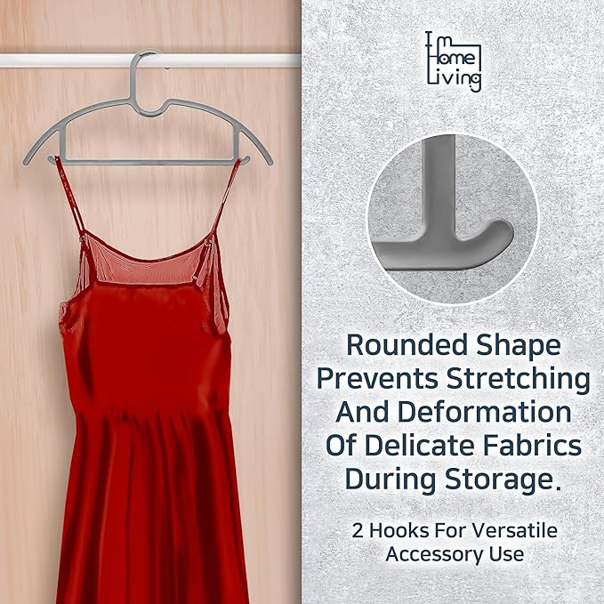 15" Compact Slim & Slimlink Interlocking Clothes Hangers, Space-Saving Lightweight Plastic Hangers for Small Closets, Dorms, Apartments, Travel, RVs & Petite Clothing (Gray, 30)