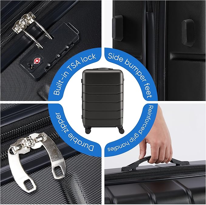 OLIXIS 28 Inch Luggage, Hardside Checked Suitcase with Spinner Wheels, Lightweight ABS Hard Shell Travel Luggage, TSA Approved Lock, Expandable Large Suitcase for Business & Travel–Black