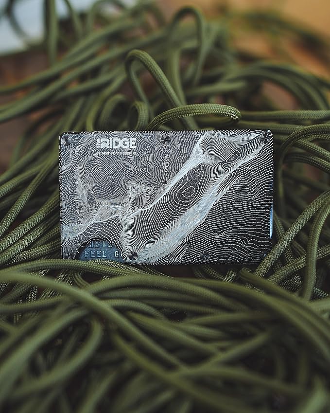 Ridge Wallet for Men - Slim Minimalist Compact Wallet and Card Holder, RFID Protected Front Pocket Wallets for Men with Integrated Cash Strap