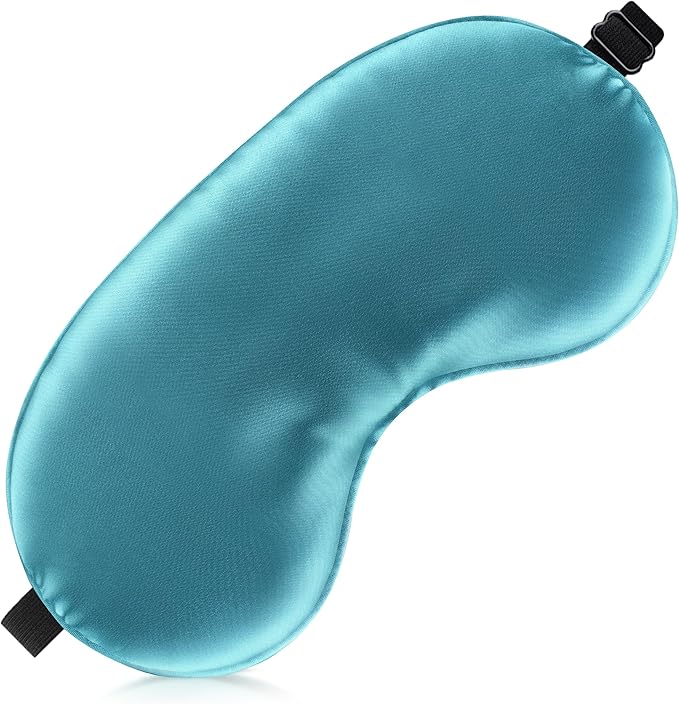 Sleep Mask Silk Eye Mask for Men Sleeping Mask, Adjustable Elastic Strap for Night Shading Sleep Mask, Soft and Comfortable for Both Men and Women (Peacock Blue)