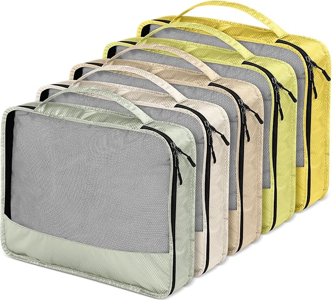 5 Pcs Packing Cubes for Suitcase Large Travel Cubes Carry on Luggage Organizer Bags for Clothes Accessories(S,Yellow)