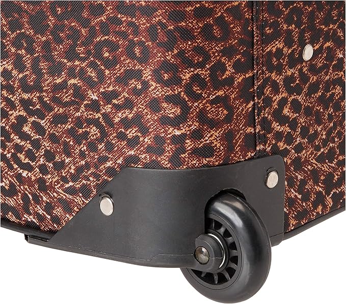Rockland Vara Softside 3-Piece Upright Luggage Set, Pink Leopard, 3-Piece Set (20 inch/28 inch/22 inch duffel)