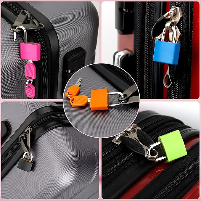 4 Pcs Suitcase Locks with Copper Keys Protect Your Belongings with Febwind's Set of 4 Mini Padlocks Multicolor Durable Locks for Suitcases Backpacks Boxes Cabinet and Laptop Bags