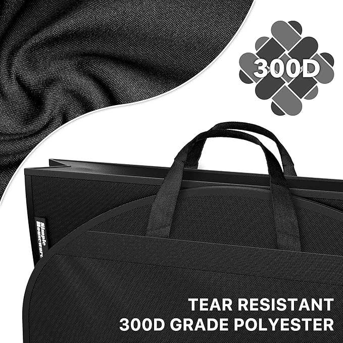 Simple Houseware 60'' Travel Garment Bag with Pockets for Suits, Dresses, Coats, Tuxedos, Heavy Duty 300D Polyester