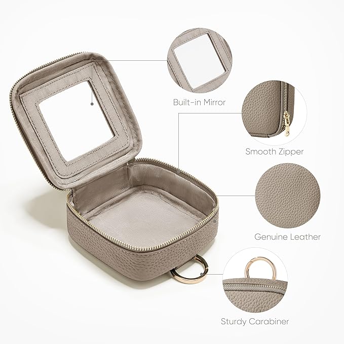 Clear Cosmetic Bag Double Layer Travel Toiletry Bag Clear Makeup Bag Case with 4 Compartments, Transparent Travel Bag for Toiletries, Large Toiletry Bag for Women Cosmetic Case (Taupe, Mini)