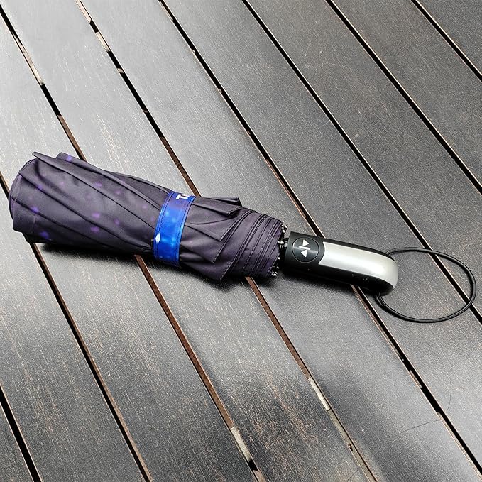 TradMall Travel Umbrella Windproof with 46 Inches Large Canopy 10 Reinforced Fiberglass Ribs Ergonomic Handle Auto Open & Close, Starry Sky