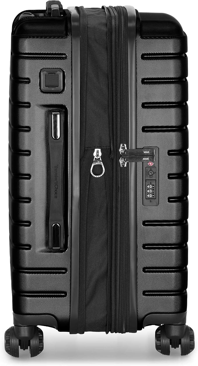 Traveler's Choice Archer Polycarbonate Hardside Spinner Luggage Set, Tie Down Straps, Black, Carry-On 21-Inch