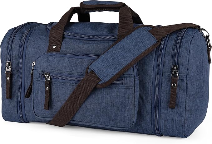 Duffle Bag for Travel 20–23” Expandable (40L) – Lightweight Water-Resistant Carry On Weekender with Multiple Pockets & Shoulder Strap – Airline Approved Travel Duffel Bags for Men & Women - BLUE