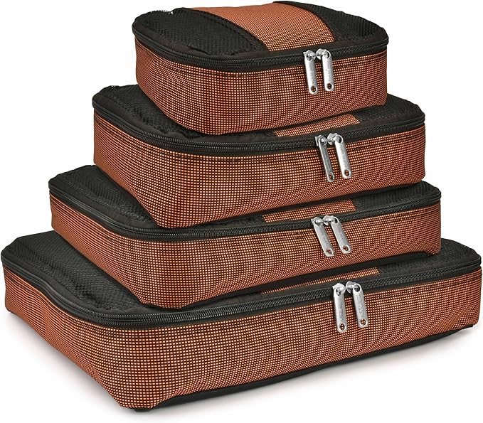 Travel Select Amsterdam Softside Expandable Luggage with Rolling Wheels, Orange, 8-Piece Set (15/21/25/29) with Packing Cubes