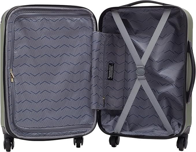 Travelers Club Chicago Hardside Expandable Spinner Luggage, Thyme Green, 22" Carry-On