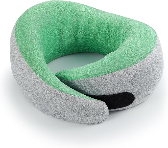 Travel Neck Pillow for Airplanes, Premium Memory Foam Neck Pillow with Ergonomic 360° Support, Travel Essentials for Plane, Car, Train and Home, Light Green