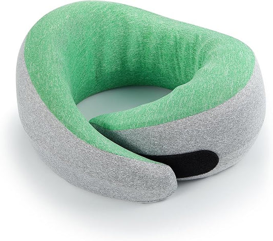 Travel Neck Pillow for Airplanes, Premium Memory Foam Neck Pillow with Ergonomic 360° Support, Travel Essentials for Plane, Car, Train and Home, Light Green