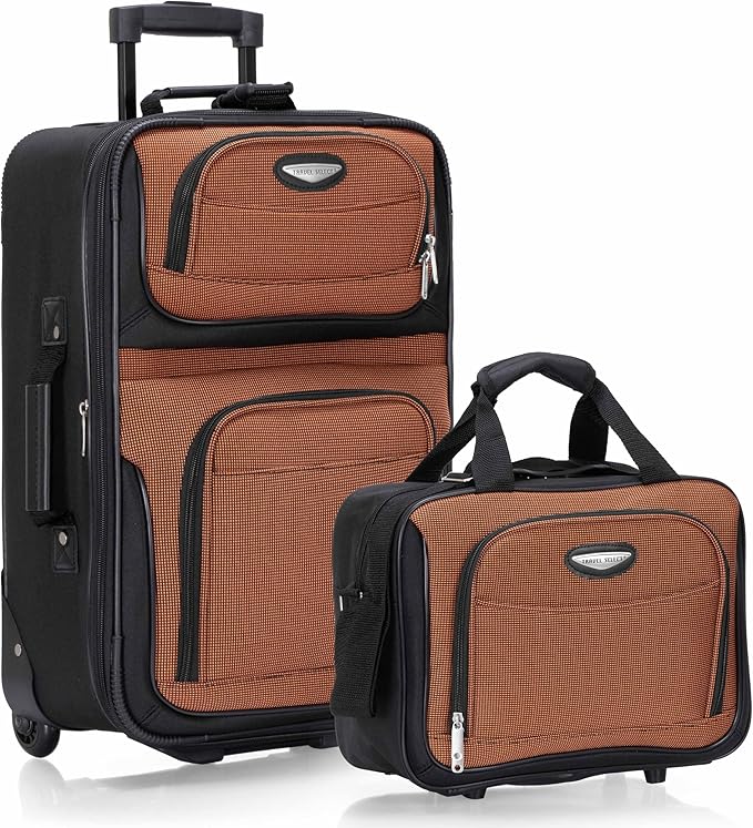 Travel Select Amsterdam Softside Expandable Luggage with Rolling Wheels, Orange, 2-Piece Set (15/21)