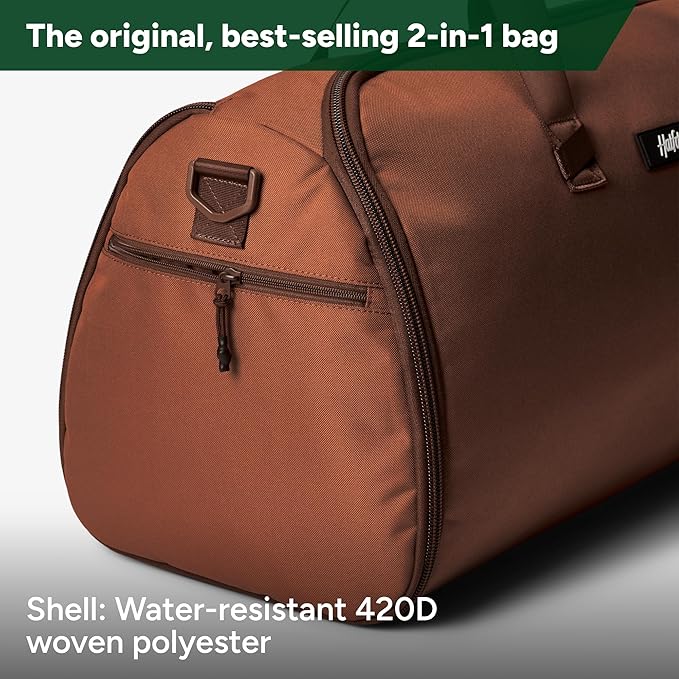Halfday Convertible 2-in-1 Garment Duffel Weekender Bag 45L | Wrinkle-Free Travel, Hanging Suit Compartment, Shoe Pockets, Trolley Sleeve. Durable & Water-Resistant Carry-on, Terracotta