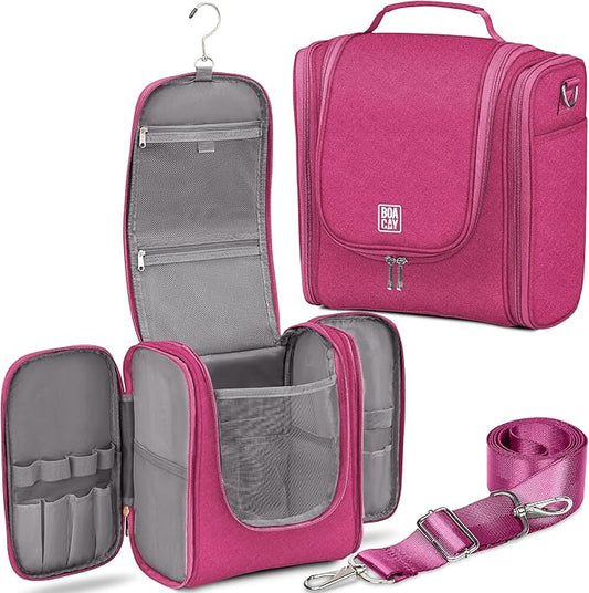 BOACAY Extra Large Hanging Travel Toiletry Bag for Women and Men, Makeup Bag, Bathroom & Shower Organizer Kit for Accessories, Cosmetics, Essentials