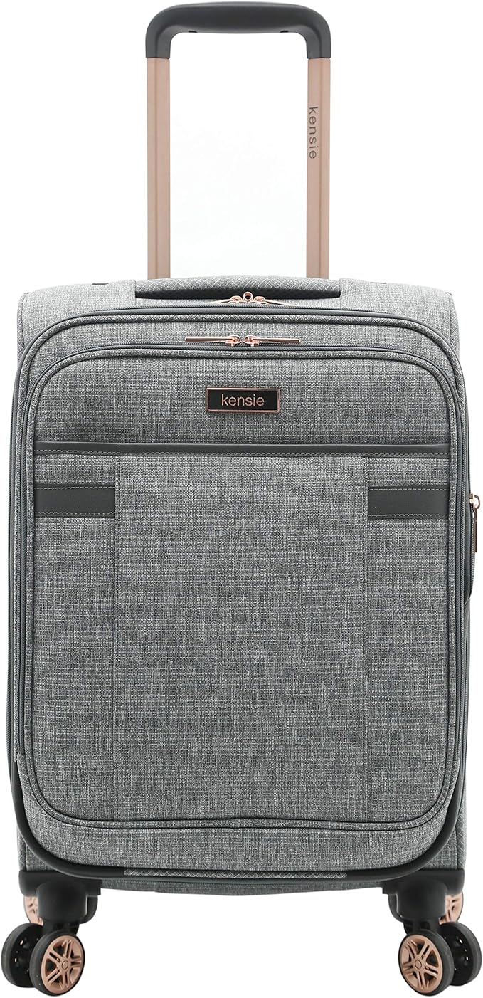 kensie Hudson Softside 3-Piece Spinner Luggage Set, Heather Gray