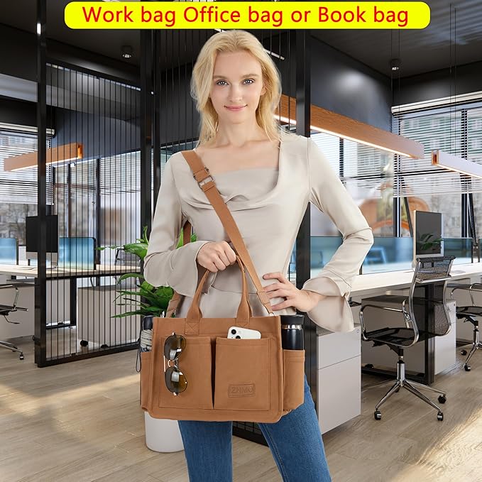 ZHMO Canvas Tote Bag for Women,Women's Bags Crossbody Bags Work Laptop Tote Bag Large Handbags Purse for Travel Nurse Teacher