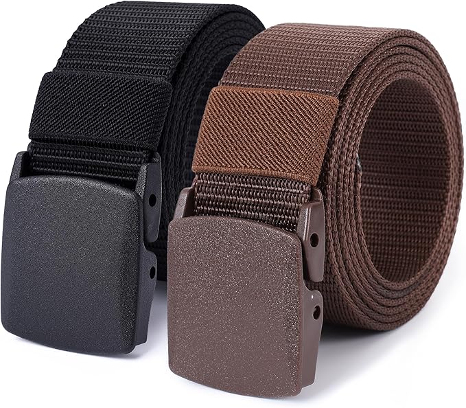 Mile High Life Nylon Web Belt Outdoor Military Belt With TSA Safe Plastic Buckle Belt