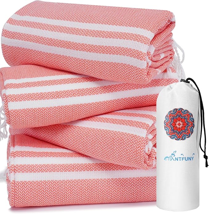 4 Pack Turkish Beach Towels Vacation Essentials Pool Towel for Women Birthday, Teacher Appreciation Thank You Gifts, Mothers Days Bridesmaid Bride Girlfriend Friendship Sister 40th Retirement Gift
