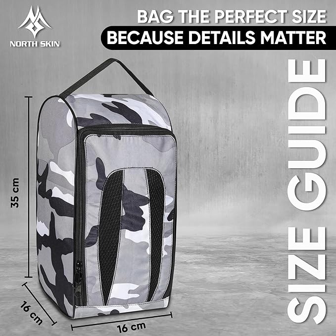 Shoe Bag Waterproof Sports Golf Boot Bag | Odor-Resistant Gym Kit Organiser Storage | Hiking Travel Dust-Proof Storage Bag for Wellington, Cowboy, Football, Rugby, Cricket Shoe (Gray Camo)