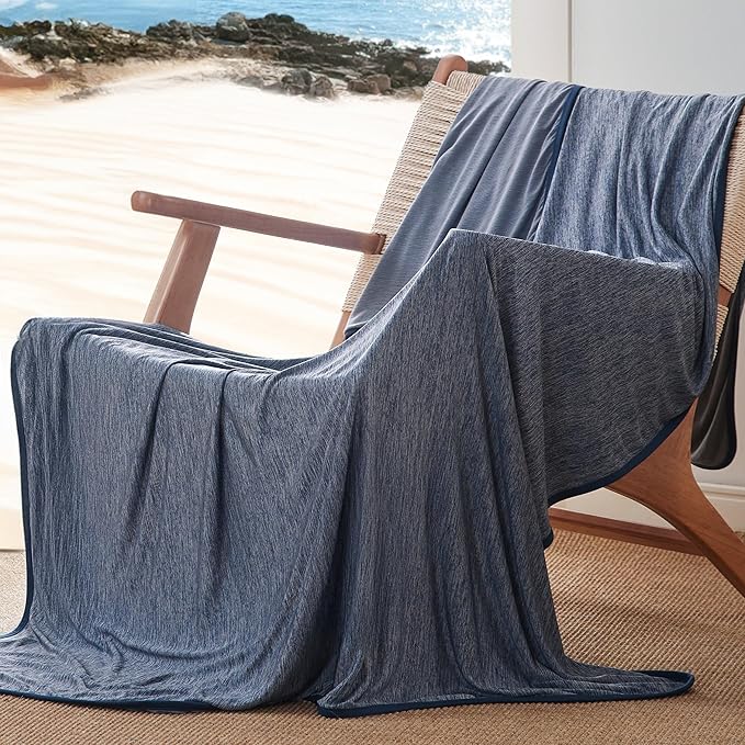 Bedsure Navy Cooling Blanket Twin XL for Hot Sleepers -Summer Cold Blanket with Rayon Derived from Bamboo for Twin Size Bed, Ice Cool Cold Lightweight Arc-Chill Thin Summer Bedding, 60x90