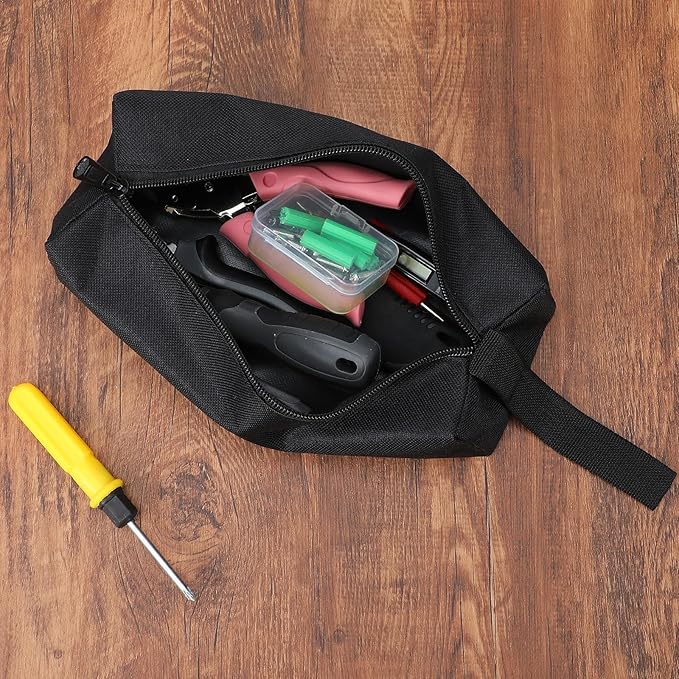 Tool Pouches With Zipper 2 Pack Multipurpose Small Tool Bags With Zipper, Heavy Duty Canvas Zipper Pouch For Screwdriver Tools For Electrician Storage, Black & Green