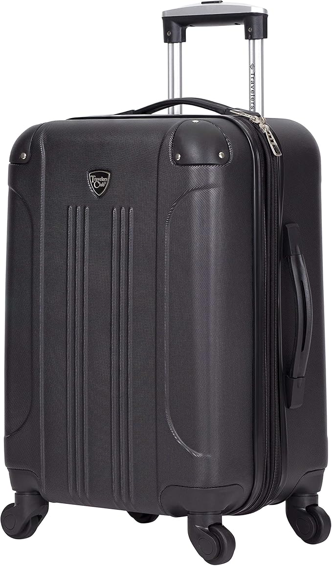 Travelers Club Chicago Hardside Expandable Spinner Luggage, Black, 3 Piece Set