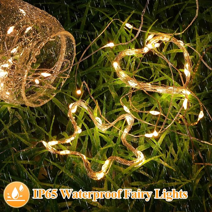 6-Pack Fairy Lights Battery Operated, 7FT 20 LED Waterproof Silver Wire Firefly Lights, Warm White Mini String Lights for Mason Jars DIY Bedroom Wedding Party Centerpiece Table Decor
