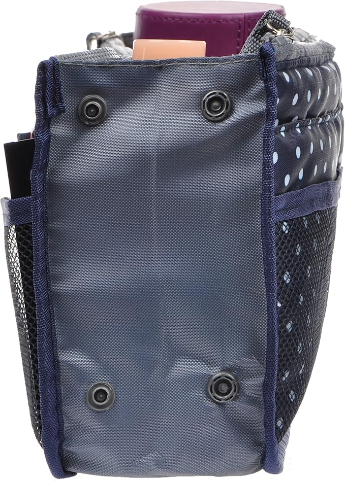 Vercord Purse Organizer Insert for Handbags Bag Organizers Inside Tote Pocketbook Women Nurse Nylon 13 Pockets Navy Blue Dot Medium