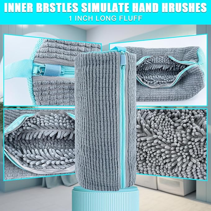 Shoe Washing Machine Bag, 2 Pack – Reusable, Fits All Shoe Types, 360° Deep Cleaning with Self-Locking Zipper, Wash Two Pairs at Once, Protects Shoes and Washing Machines(Gray)