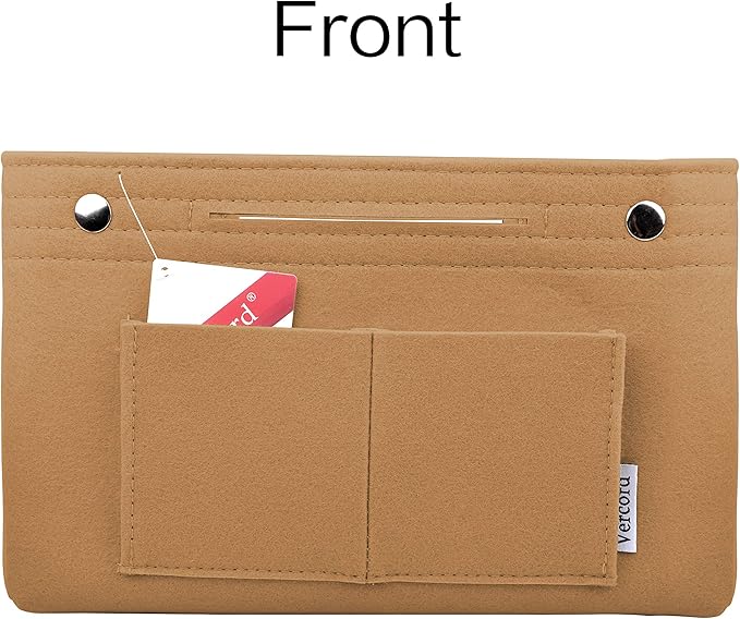 Vercord Felt Purse Tote Organizer Insert Divider Inside Handbag for Women Medium Brown