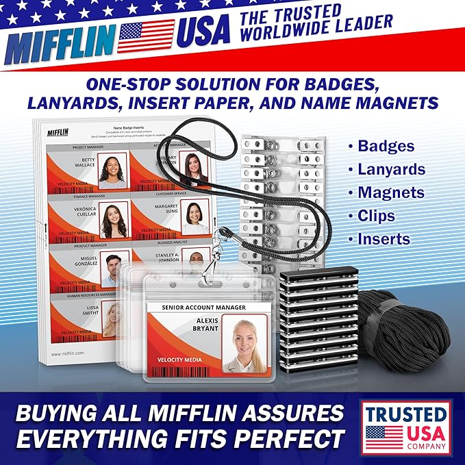 Mifflin-USA Passport & Card Holders (Clear, 4x6 inch, 250 Pack), Extra Large (XXL) ID Name Badge Holder, Waterproof Vertical Plastic Card Holders