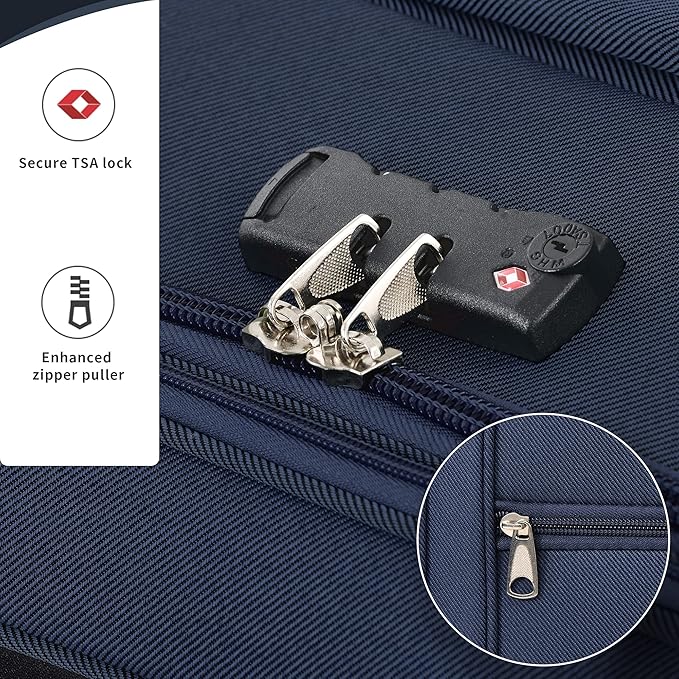 Merax Softside Luggage Set, Travel Suitcase Expandable Lightweight, 3 Piece Luggage Sets with Spinner Wheels 22" 26" 30" Suitcase with TSA Lock (Deep Blue)